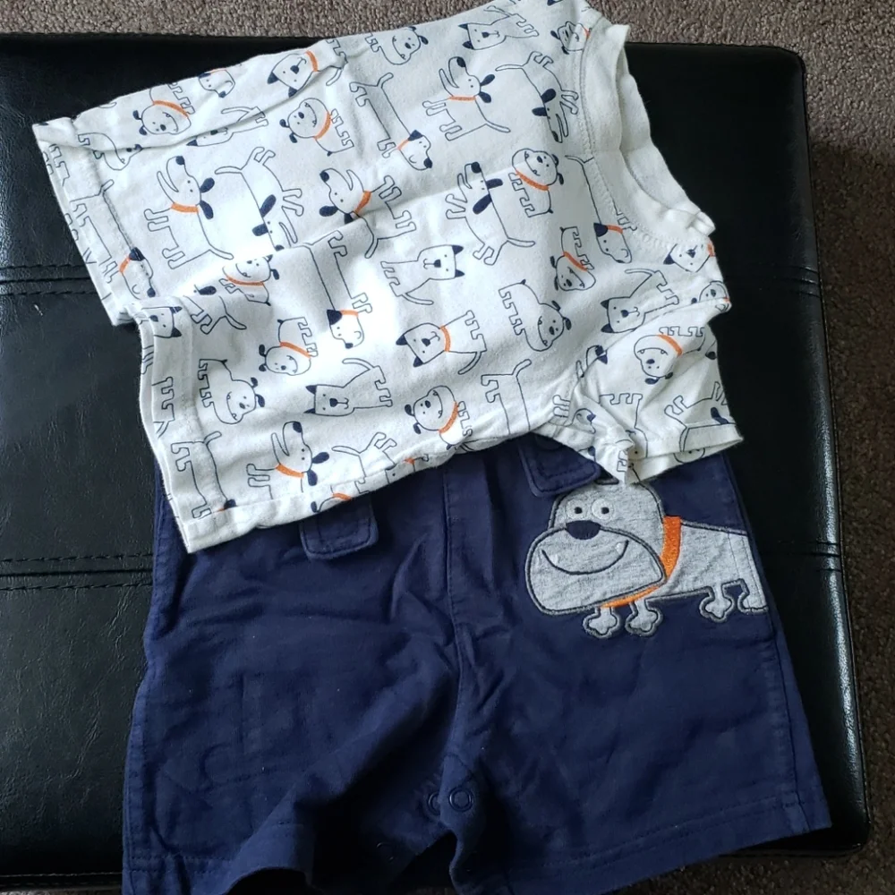 Carter's Navy Blue Dog Print Kids Matching Set 9 months